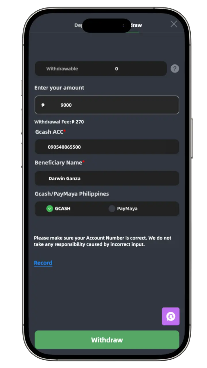 Tapwin Withdraw
